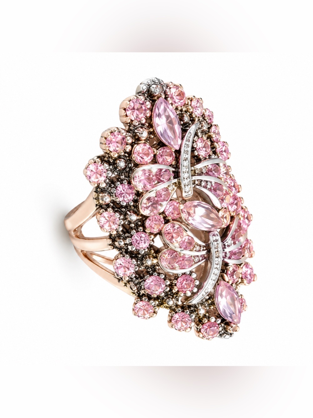 Feminne Pink Crystal Cocktail Ring - Women's Fashion Jewelry - Picture 2 of 2
